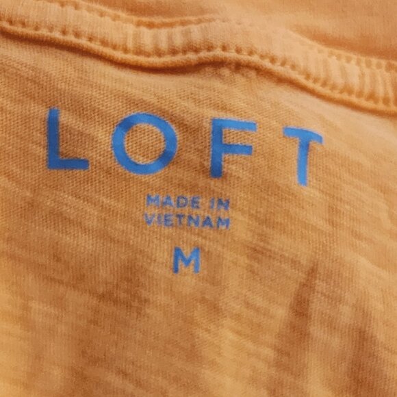 Loft Orange Cream V-Neck Cotton Short Sleeve Hi Low Classic Basic T-Shirt Size M - Picture 15 of 16